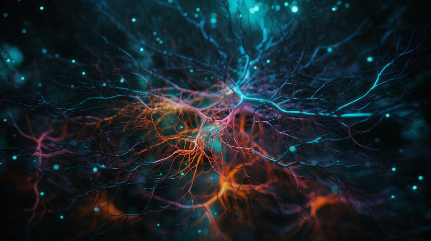 Microscopic view of futuristic neural network